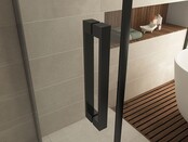 Wiesbaden Salone Douchecabine 100x100x200cm Zwart Vierkant Draaideur 8 mm helder glas met nano-coating