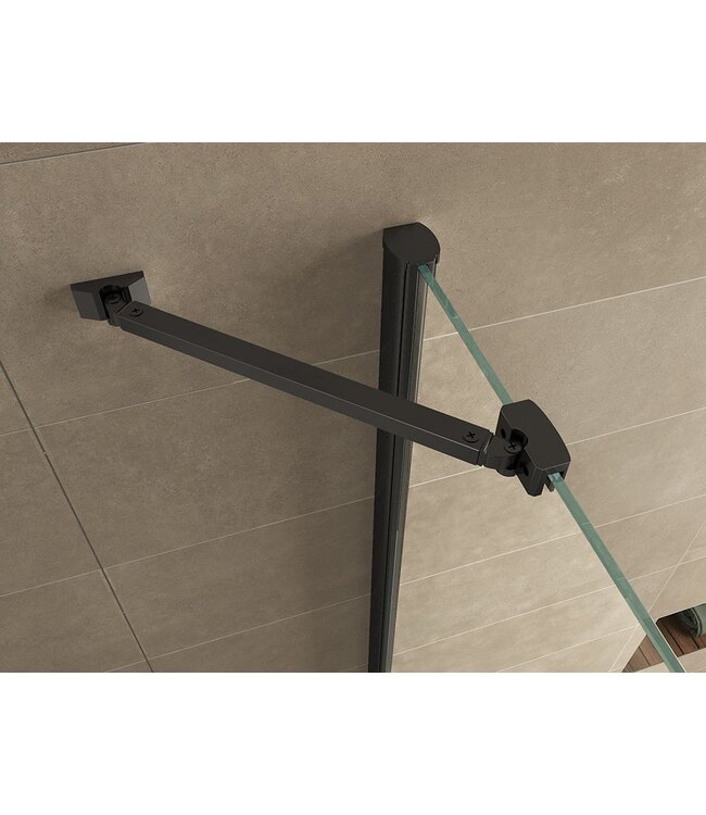 Wiesbaden Wiesbaden Salone Douchecabine 100x100x200cm Zwart Vierkant Draaideur 8 mm helder glas met nano-coating