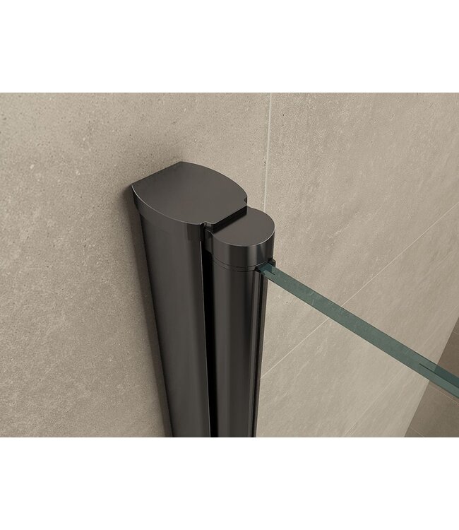 Wiesbaden Wiesbaden Salone Douchecabine 100x100x200cm Zwart Vierkant Draaideur 8 mm helder glas met nano-coating