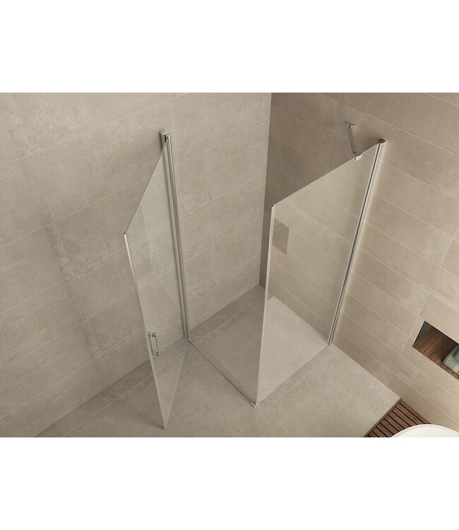 Wiesbaden Salone Douchecabine 90x90x200cm Chroom Vierkant Draaideur 8 mm helder glas met nano-coating