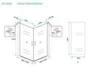Wiesbaden Salone Douchecabine 100x100x200cm Chroom Vierkant Dubbele Draaideur 8 mm helder glas met nano-coating Wiesbaden Salone Douchecabine 100x100x200cm Chroom Vierkant Dubbele Draaideur 8 mm helder glas met nano-coating