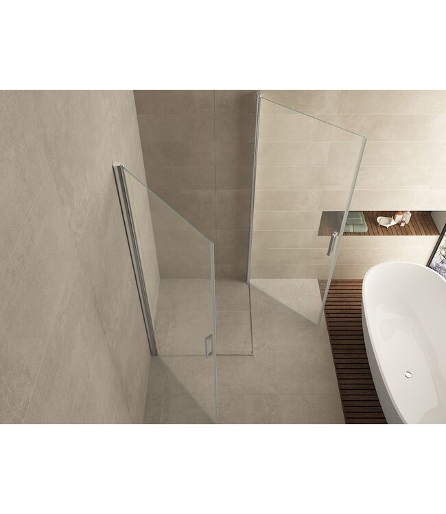 Wiesbaden Salone Douchecabine 90x90x200cm Chroom Vierkant Dubbele Draaideur 8 mm helder glas met nano-coating