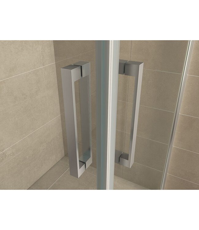 Wiesbaden Salone Douchecabine 90x90x200cm Chroom Vierkant Dubbele Draaideur 8 mm helder glas met nano-coating