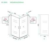 Wiesbaden Salone Douchecabine 90x90x200cm Chroom Vierkant Dubbele Draaideur 8 mm helder glas met nano-coating Wiesbaden Salone Douchecabine 90x90x200cm Chroom Vierkant Dubbele Draaideur 8 mm helder glas met nano-coating