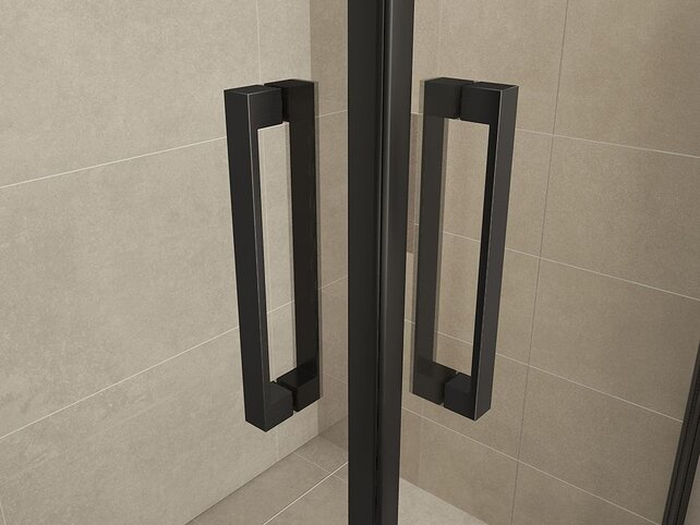 Wiesbaden Salone Douchecabine 90x90x200cm Zwart Vierkant Dubbele Draaideur 8 mm helder glas met nano-coating
