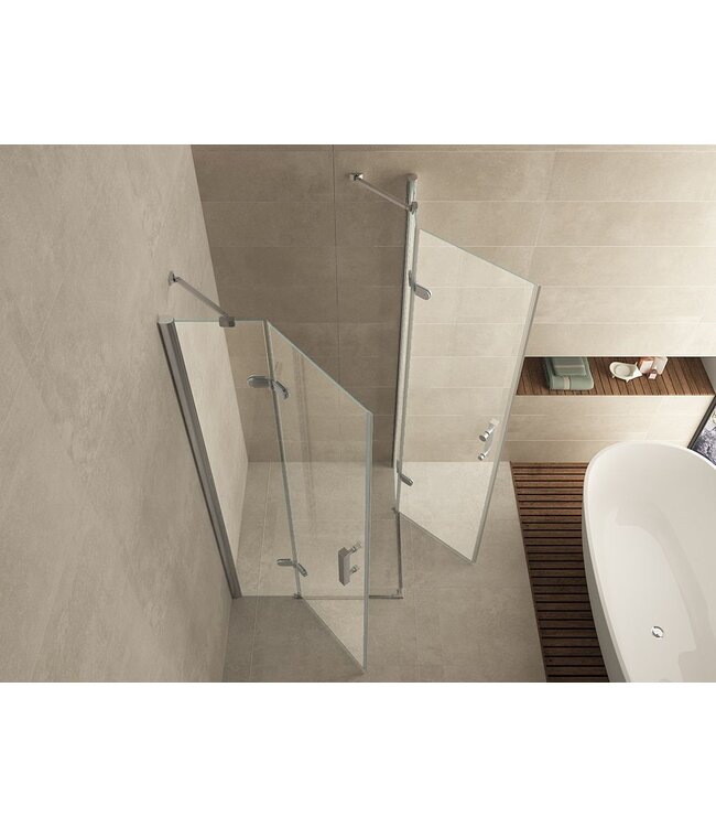 Wiesbaden Double Douchecabine 90x90 cm Chroom Dubbele Draaideur Hoekinstap 8 mm helder glas met nano-coating