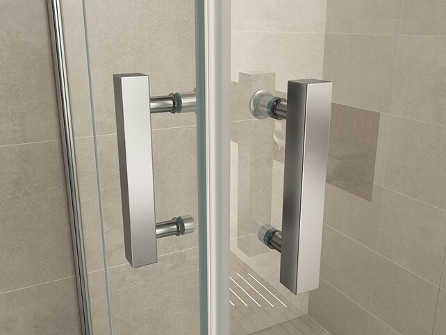 Wiesbaden Double Douchecabine 90x90 cm Chroom Dubbele Draaideur Hoekinstap 8 mm helder glas met nano-coating