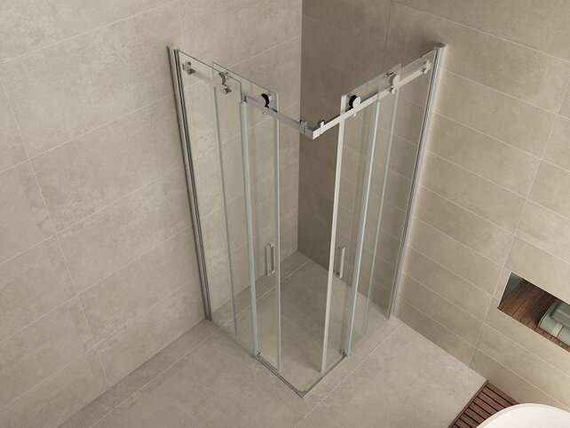 Wiesbaden Entra Douchecabine 90x90 cm Chroom Schuifdeur Hoekinstap 8 mm helder glas met nano-coating - Copy