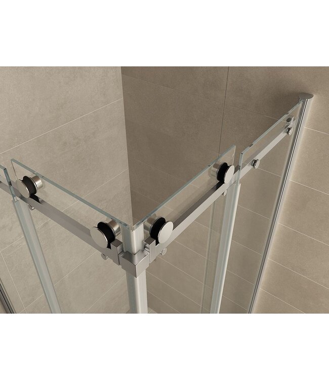 Wiesbaden Entra Douchecabine 90x90 cm Chroom Schuifdeur Hoekinstap 8 mm helder glas met nano-coating - Copy