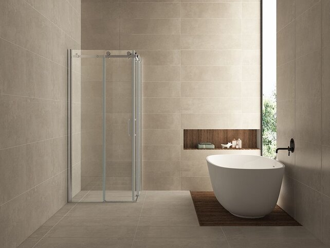 Wiesbaden Entra Douchecabine 90x90 cm Chroom Schuifdeur Hoekinstap 8 mm helder glas met nano-coating - Copy