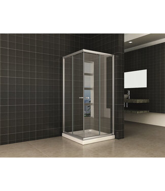 Wiesbaden Wiesbaden Douchecabine 100x100 cm Eco Chroom Vierkant Schuifdeur Hoekinstap