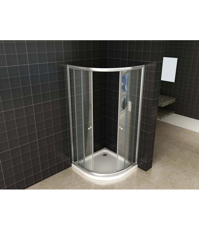 Wiesbaden Kwartronde Douchecabine 90x90 cm Eco Chroom Schuifdeur