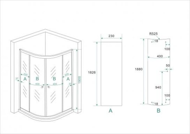 Wiesbaden Kwartronde Douchecabine 80x80 cm Eco Chroom Schuifdeur 190 cm veiligheidsglas 5 mm