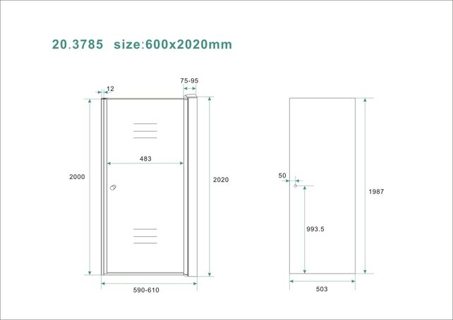 Douchedeur Between Helder Glas 60x202cm 8mm Veiligheidsglas Nano-Coating