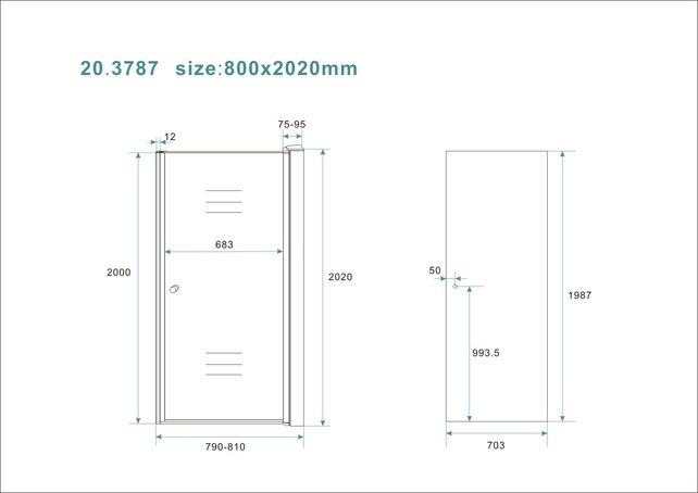 Douchedeur Between Helder Glas 80x202cm 8mm Veiligheidsglas Nano-Coating
