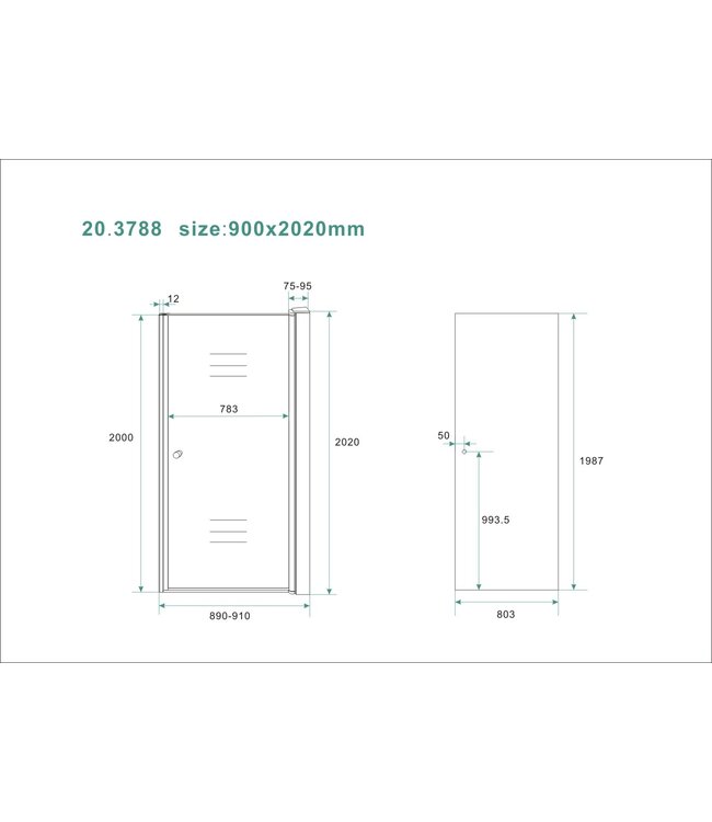 Douchedeur Between Helder Glas 90x202cm 8mm Veiligheidsglas Nano-Coating