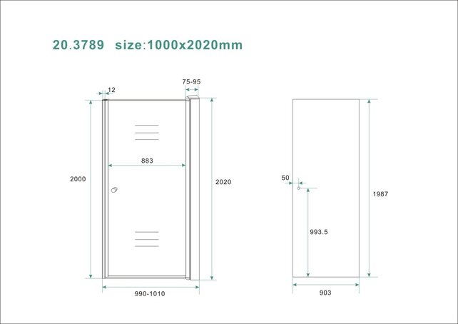 Douchedeur Between Helder Glas 100x202cm 8mm Veiligheidsglas Nano-Coating