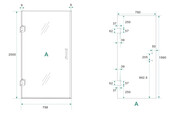 Wiesbaden Douchedeur Less 80 cm zonder profiel 8 mm helder glas met nano-coating Wiesbaden Douchedeur Less 80 cm zonder profiel 8 mm helder glas met nano-coating