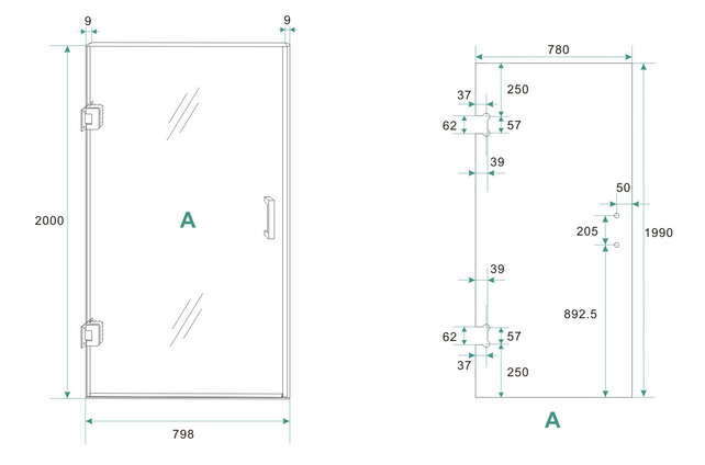 Wiesbaden Douchedeur Less 80 cm zonder profiel 8 mm helder glas met nano-coating Wiesbaden Douchedeur Less 80 cm zonder profiel 8 mm helder glas met nano-coating