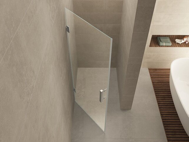 Wiesbaden Douchedeur Less 70 cm zonder profiel 8 mm helder glas met nano-coating Wiesbaden Douchedeur Less 70 cm zonder profiel 8 mm helder glas met nano-coating
