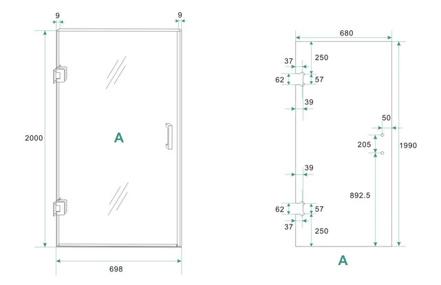 Wiesbaden Douchedeur Less 70 cm zonder profiel 8 mm helder glas met nano-coating Wiesbaden Douchedeur Less 70 cm zonder profiel 8 mm helder glas met nano-coating