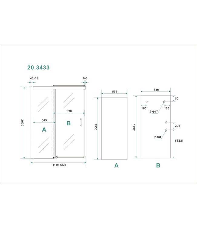 Wiesbaden Puerta Douchedeur 120cm Schuifdeur Softclose 8mm helder glas met Nano-coating