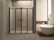 Wiesbaden Slide Douchedeur 180cm Zwart Schuifdeur 8mm helder glas met Nano-coating