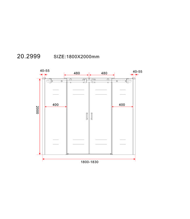 Wiesbaden Wiesbaden Slide Douchedeur 180cm Zwart Schuifdeur 8mm helder glas met Nano-coating