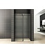 Wiesbaden Slide Douchedeur 140cm Zwart Schuifdeur 8mm helder glas met Nano-coating