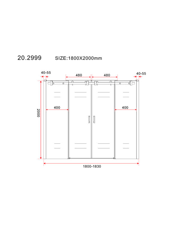 Wiesbaden Slide Douchedeur 180cm Chroom Schuifdeur 8mm helder glas met Nano-coating
