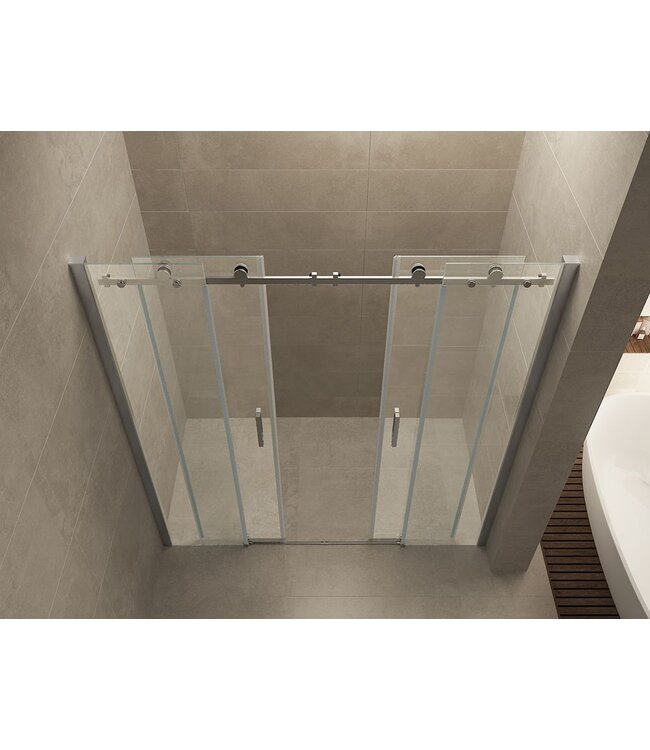 Wiesbaden Slide Douchedeur 180cm Chroom Schuifdeur 8mm helder glas met Nano-coating