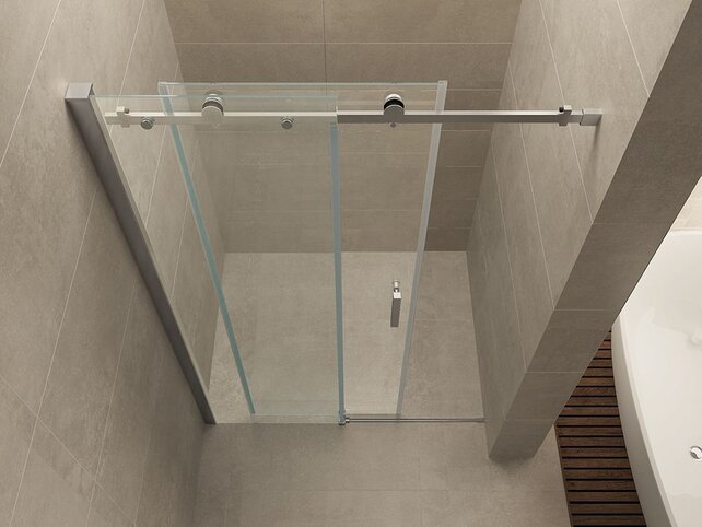 Wiesbaden Slide Douchedeur 120cm Chroom Schuifdeur 8mm Helder Glas nano-coating