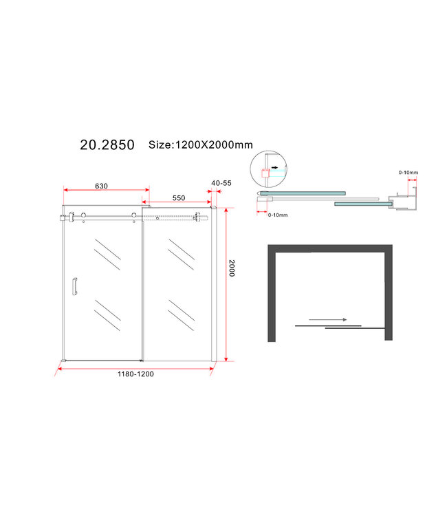 Wiesbaden Slide Douchedeur 120cm Chroom Schuifdeur 8mm Helder Glas nano-coating