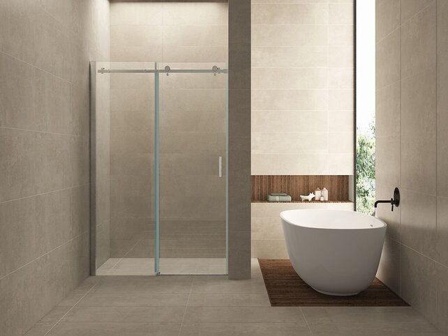 Wiesbaden Slide Douchedeur 110cm Chroom Schuifdeur 8mm Helder Glas nano-coating