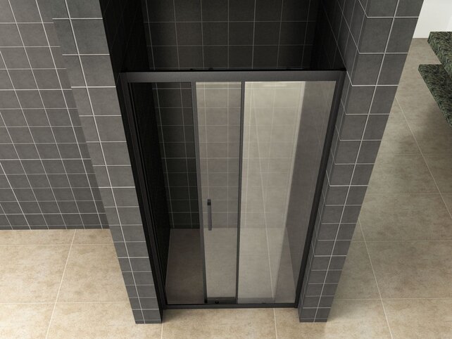 Wiesbaden Douchedeur Skyline 100cm Mat Zwart Schuifdeur 8mm Helder glas met anti-kalk