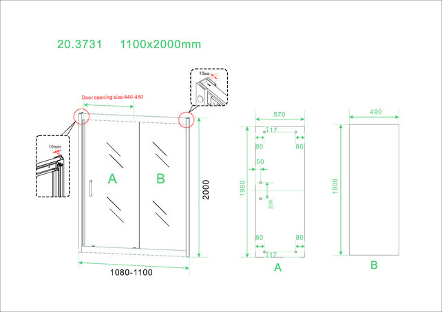 Wiesbaden Douchedeur Skyline 110cm Mat Zwart Schuifdeur 8mm Helder glas met anti-kalk Wiesbaden Douchedeur Skyline 110cm Mat Zwart Schuifdeur 8mm Helder glas met anti-kalk