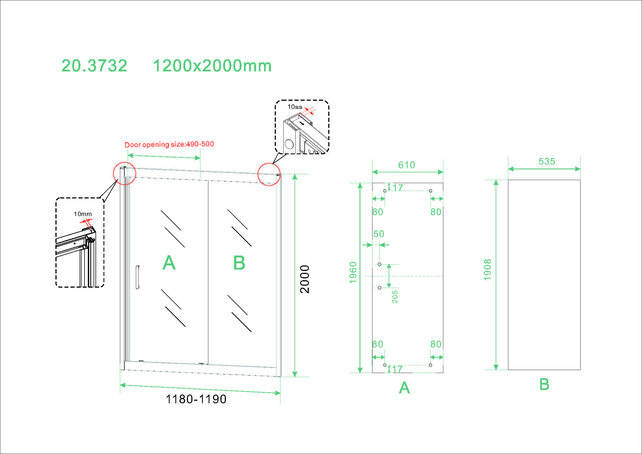 Wiesbaden Douchedeur Skyline 120cm Mat Zwart Schuifdeur 8mm Helder glas met anti-kalk