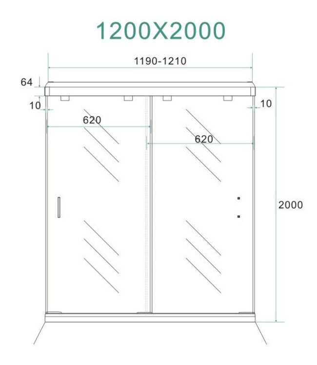 Wiesbaden Douchedeur Shuffle 120  dubbele schuifdeur Chroom 8mm Helder glas met anti-kalk