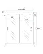 Wiesbaden Douchedeur Shuffle 140cm  dubbele schuifdeur Chroom 8mm Helder glas met anti-kalk