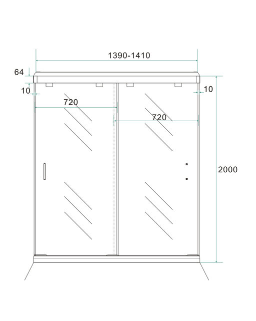 Wiesbaden Douchedeur Shuffle 140cm  dubbele schuifdeur Chroom 8mm Helder glas met anti-kalk