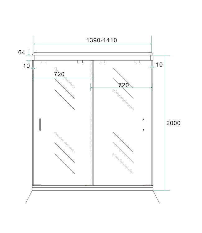 Wiesbaden Wiesbaden Douchedeur Shuffle 140cm  dubbele schuifdeur Chroom 8mm Helder glas met anti-kalk