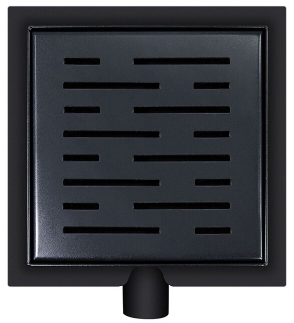 Doucheputje Mat Zwart 20x20cm Vloersifon met flens