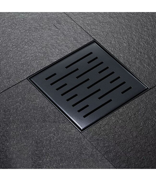 Wiesbaden Doucheputje Mat Zwart 20x20cm Vloersifon met flens