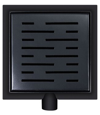 Wiesbaden Doucheputje Mat Zwart 15x15cm Vloersifon met flens