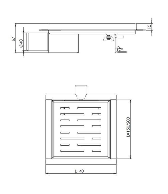 Wiesbaden Doucheputje Mat Zwart 15x15cm Vloersifon met flens