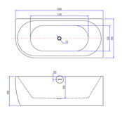 Half vrijstaand bad Rechts Wit 180x80x60 cm Corner