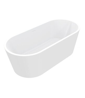 Wiesbaden Vrijstaand Bad Libero Ovaal Mat Wit 178x80x58 cm Acryl met Witte Waste
