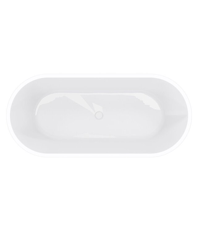 Wiesbaden Vrijstaand Bad Libero Ovaal Mat Wit 178x80x58 cm Acryl met Witte Waste