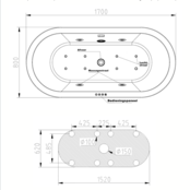 Vrijstaand Whirlpool Bad Libero Ovaal Wit 170x80x60 cm met 12-jets