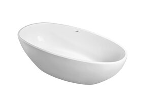 Vrijstaand Bad Ellips Ovaal Wit 180x90x60 cm Acryl met Witte Waste